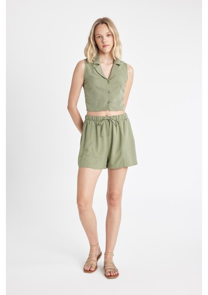 Regular Fit Normal Bel Keten Karışımlı Şort D0967AX24HS fiyatları