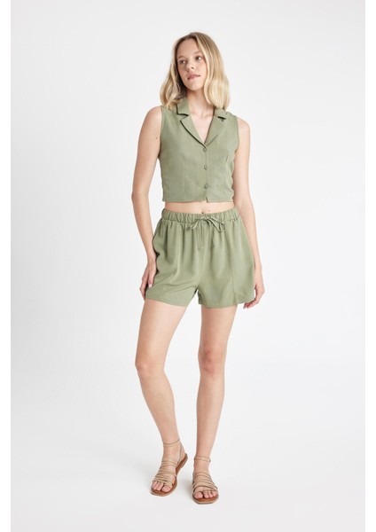 Regular Fit Normal Bel Keten Karışımlı Şort D0967AX24HS modelleri