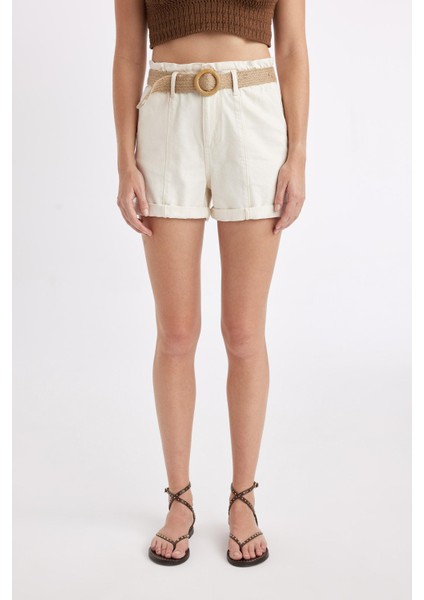 Paperbag Yüksek Bel Katlamalı Paça Jean Şort B8128AX24HS fırsatları