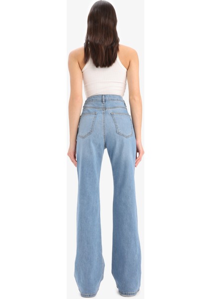 Slim Flare Yüksek Bel Düz Paça Uzun Jean Pantolon D7974AX25SP indirimleri