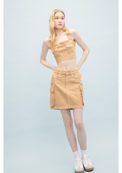 Coool Kargo Fit Gabardin Yıkamalı Soluk Efektli Mini Etek C4456AX24SP fiyatları
