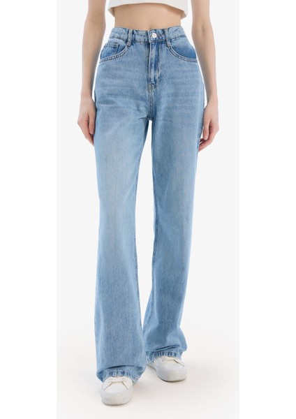 Straight Wide Yüksek Bel Uzun Jean Yıkamalı Pantolon E3190AX25SP modelleri