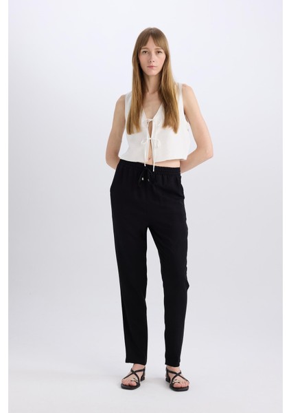 Belmando Harem Kumaş Pantolon Cepli Normal Bel Basic Düz Paça L3164AZ24SM modelleri