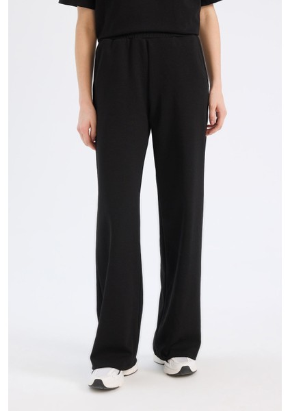 Wide Leg Geniş Paça Eşofman Altı Beli Lastikli Cepli Basic Düz indirimleri