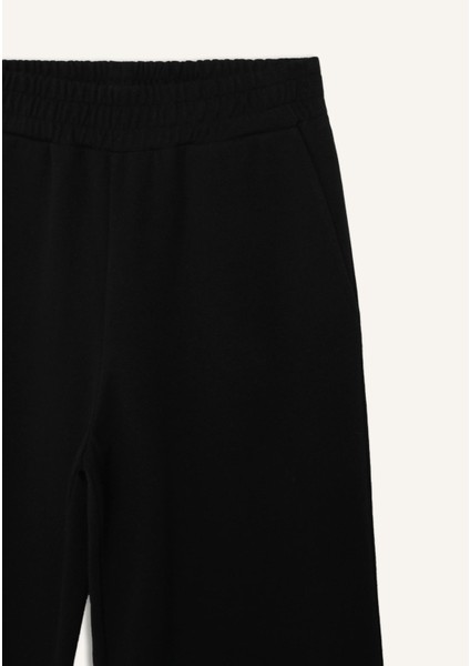 Wide Leg Geniş Paça Eşofman Altı Beli Lastikli Cepli Basic Düz