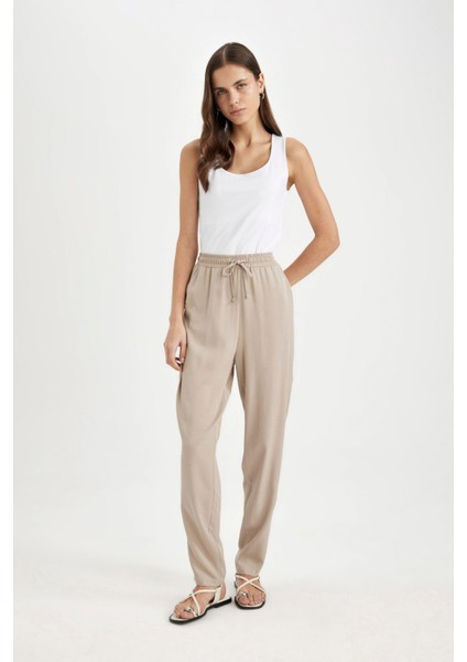 Belmando Harem Kumaş Pantolon Cepli Normal Bel Basic Düz Paça L3164AZ24SM