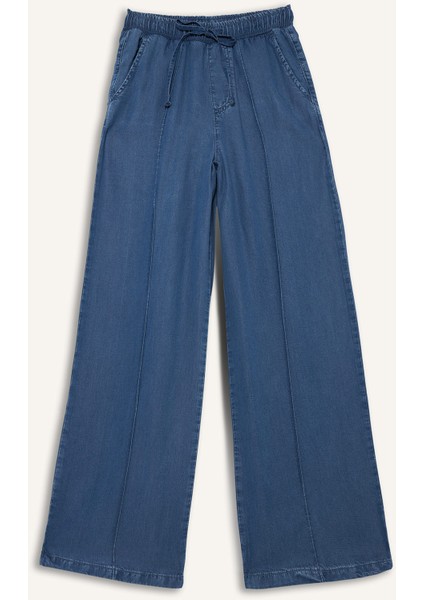 Pull On Wide Leg Yüksek Bel Uzun Tensel Yıkamalı Pantolon D8243AX25SM