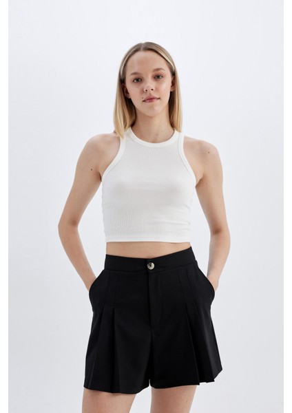 Regular Fit Yüksek Bel Pileli Şort D0963AX24SM fiyatları