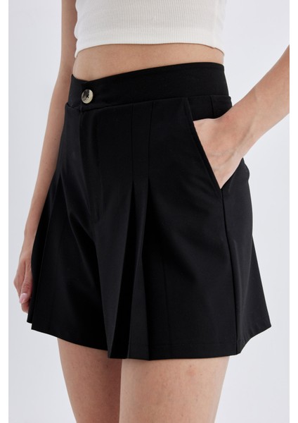 Regular Fit Yüksek Bel Pileli Şort D0963AX24SM