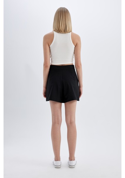 Regular Fit Yüksek Bel Pileli Şort D0963AX24SM