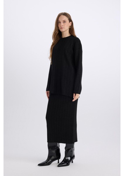Regular Fit Basic Düz Maxi Triko Etek E0936AX24WN fiyatları