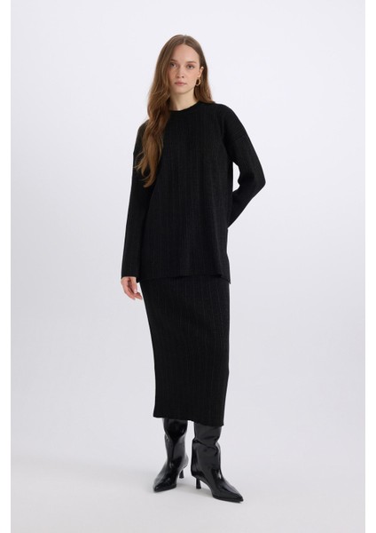 Regular Fit Basic Düz Maxi Triko Etek E0936AX24WN modelleri