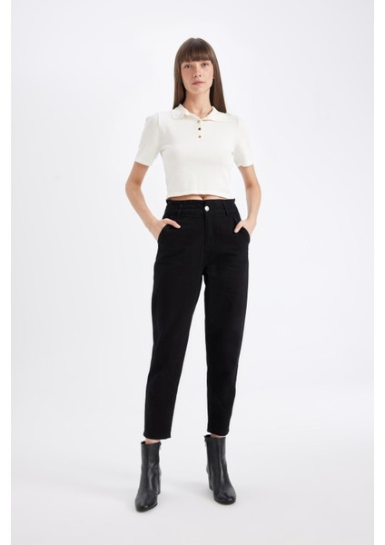 Paperbag Gabardin Kumaş Pantolon Yüksek Bel Cepli Basic Düz Standart Paça S2790AZ24WN fiyatları