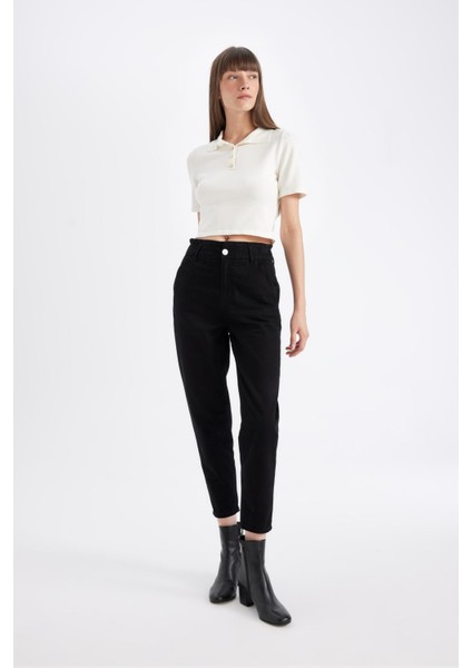 Paperbag Gabardin Kumaş Pantolon Yüksek Bel Cepli Basic Düz Standart Paça S2790AZ24WN modelleri