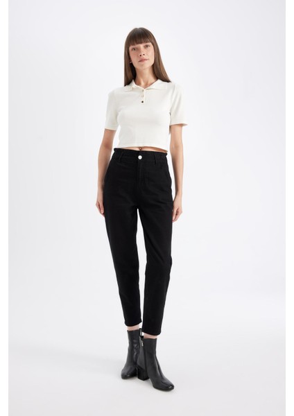 Paperbag Gabardin Kumaş Pantolon Yüksek Bel Cepli Basic Düz Standart Paça S2790AZ24WN fırsatları