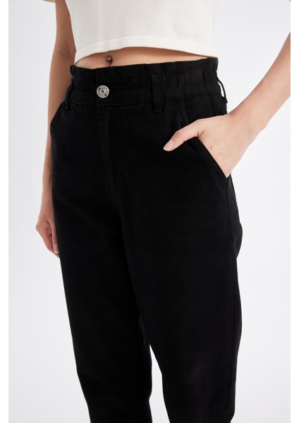 Paperbag Gabardin Kumaş Pantolon Yüksek Bel Cepli Basic Düz Standart Paça S2790AZ24WN