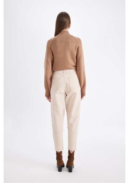 Paperbag Gabardin Kumaş Pantolon Yüksek Bel Cepli Basic Düz Standart Paça S2790AZ24WN