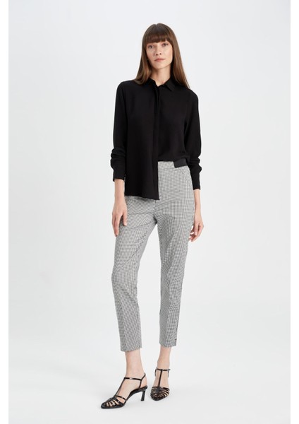 Sigaret Saten Kumaş Pantolon Desenli Normal Bel Beli Lastikli Düz Paça J8741AZ24WN modelleri