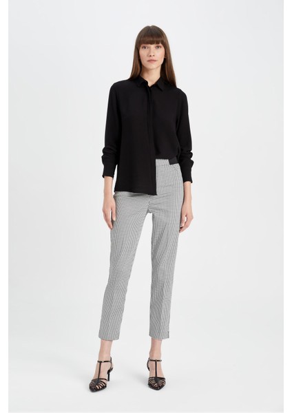 Sigaret Saten Kumaş Pantolon Desenli Normal Bel Beli Lastikli Düz Paça J8741AZ24WN fırsatları