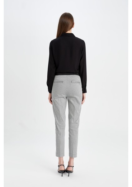 Sigaret Saten Kumaş Pantolon Desenli Normal Bel Beli Lastikli Düz Paça J8741AZ24WN