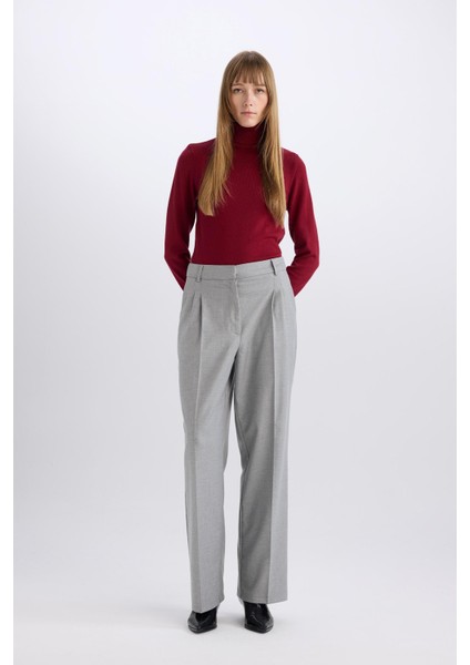 Wide Leg Flanel Kışlık Pantolon Yüksek Bel Geniş Düz Paça Pensli E6127AX24WN modelleri