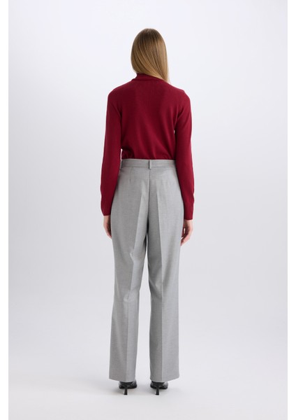 Wide Leg Flanel Kışlık Pantolon Yüksek Bel Geniş Düz Paça Pensli E6127AX24WN