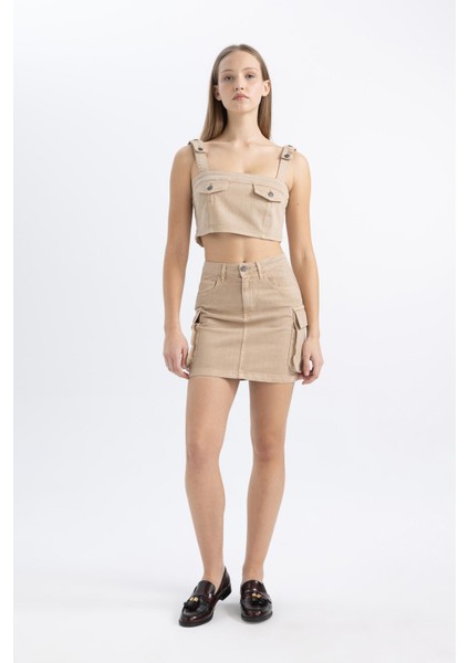 Coool Kargo Fit Gabardin Yıkamalı Soluk Efektli Mini Etek C4456AX24SP indirimleri