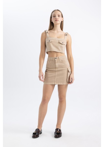 Coool Kargo Fit Gabardin Yıkamalı Soluk Efektli Mini Etek C4456AX24SP