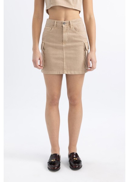 Coool Kargo Fit Gabardin Yıkamalı Soluk Efektli Mini Etek C4456AX24SP