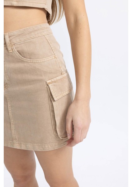 Coool Kargo Fit Gabardin Yıkamalı Soluk Efektli Mini Etek C4456AX24SP