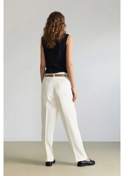 Carrot Fit Gabardin Kumaş Pantolon Kemerli Yüksek Bel Kısa Paça D2732AX25SP