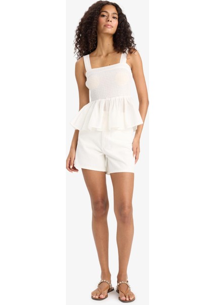 Cepli Beyaz Gabardin Şort F7018AX25SM fiyatları