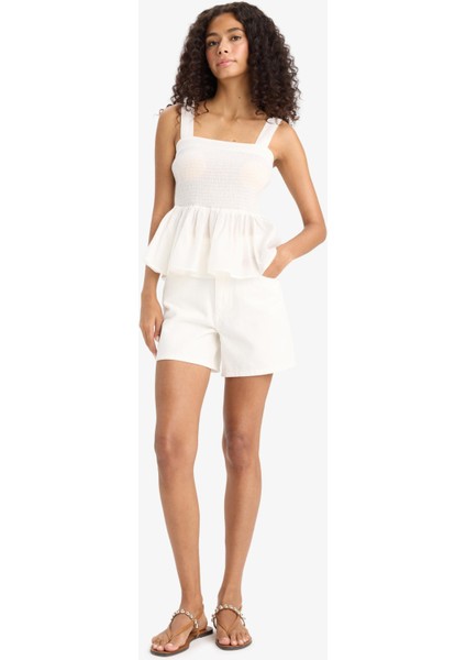 Cepli Beyaz Gabardin Şort F7018AX25SM modelleri