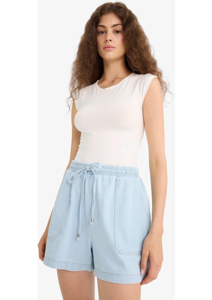 Yüksek Bel Yumuşak Jean Şort E0957AX25SM fiyatları