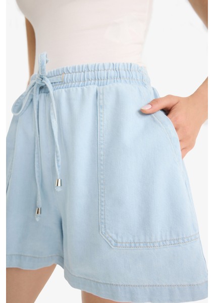 Yüksek Bel Yumuşak Jean Şort E0957AX25SM