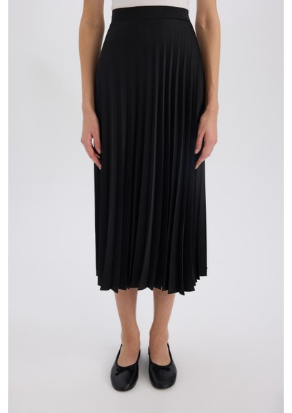 A Kesim Yüksek Bel Pileli Basic Düz Saten Maxi Etek D2871AX24AU fırsatları