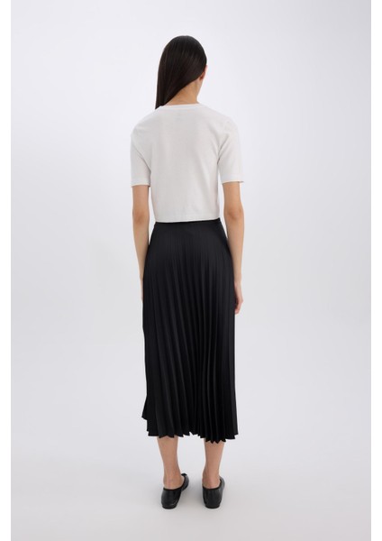 A Kesim Yüksek Bel Pileli Basic Düz Saten Maxi Etek D2871AX24AU indirimleri