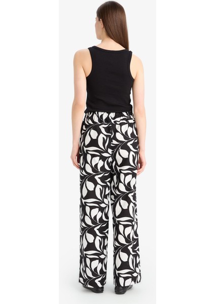 Wide Leg Poplin Kumaş Palazzo Pantolon Yüksek Bel Uzun Boy Geniş Paça E9907AX25SM