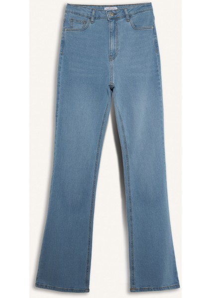 Slim Flare Yüksek Bel Düz Paça Uzun Jean Kar Yıkamalı Pantolon D7973AX25SP