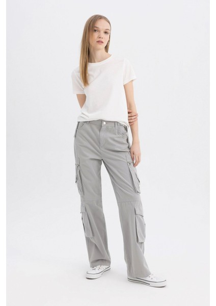 Straight Fit Gabardin Pantolon Kargo Cepli B6873AX24SP fiyatları