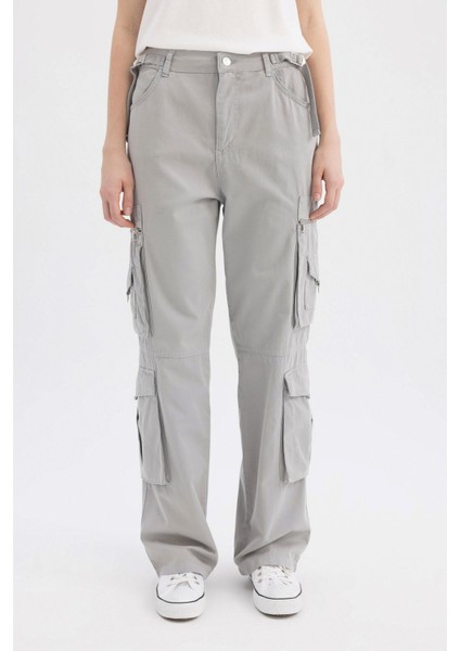 Straight Fit Gabardin Pantolon Kargo Cepli B6873AX24SP fırsatları