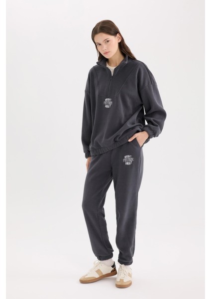 Standart Fit Polar Eşofman Altı Beli Bağcıklı Lastikli Paça Cepli Baskılı Uzun Boy Y2650AZ24WN modelleri