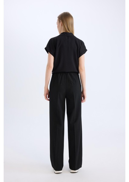Wide Leg Klasik Kumaş Pantolon Basic Düz Geniş Bol Paça Çift Cepli Yüksek Bel Standart Boy D4360AX25SP indirimleri