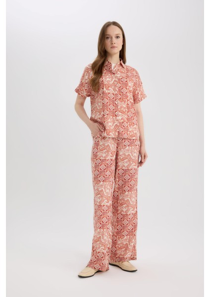 Regular Fit Geniş Bol Paça Desenli Pantolon D4631AX25SP modelleri
