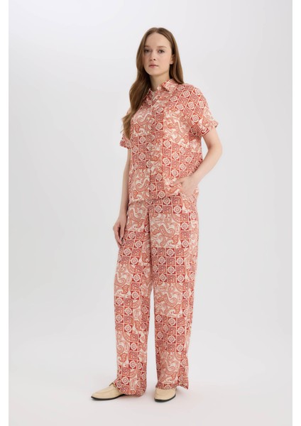 Regular Fit Geniş Bol Paça Desenli Pantolon D4631AX25SP fırsatları