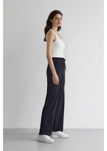 Wide Leg Geniş Paça Beli Lastikli Bağcıklı Basic Düz Palazzo Pantolon C5628AX25SP indirimleri