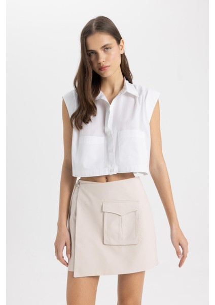 Yüksek Bel Gabardin Şort Etek C6242AX24SM modelleri
