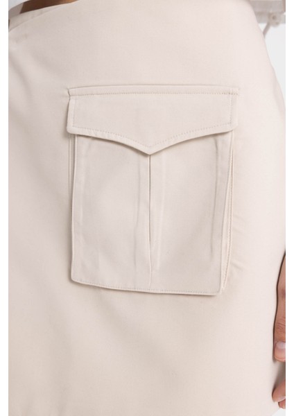 Yüksek Bel Gabardin Şort Etek C6242AX24SM