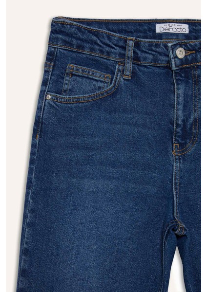Lina Comfort Mom Normal Bel Düz Paça Jean Kar Yıkamalı Pantolon D8179AX25SP