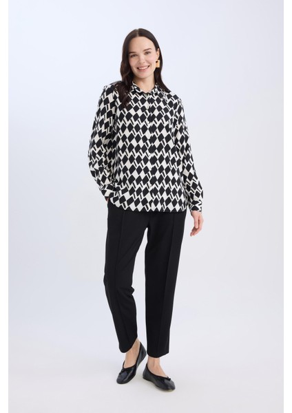 Krep Pantolon Carrot Fit Basic Düz Beli Lastikli Dar Paça Cepli D5950AX24WN modelleri